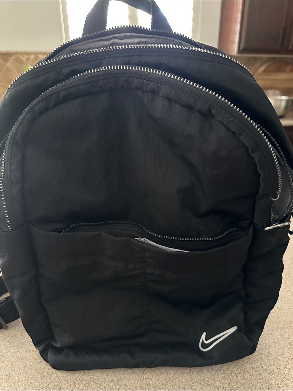 Nike Black Swoosh Backpack with Front Pocket